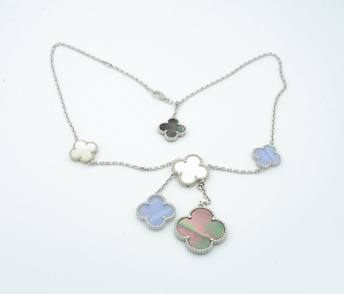 Miro クローバー モップ カルセドニー ネックレス シルバー 6モチーフ