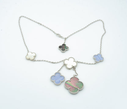 Miro クローバー モップ カルセドニー ネックレス シルバー 6モチーフ