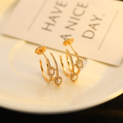 [Miro ]CREOLES MY TWIN 2 RANGS SILVER DIAMOND EARRINGS