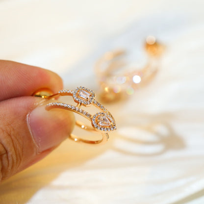 [Miro ]CREOLES MY TWIN 2 RANGS SILVER DIAMOND EARRINGS