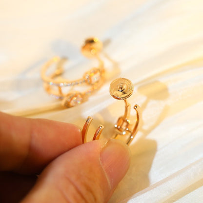 [Miro ]CREOLES MY TWIN 2 RANGS SILVER DIAMOND EARRINGS