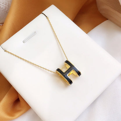 Miro HM CLIC BLACK ENAMEL GOLD NECKLACE