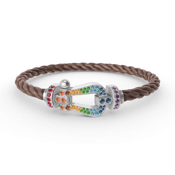 Miro FORC LARGE HORSESHOE  COLORED DIAMOND BRACELET SILVER