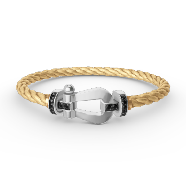 Miro FORCE LARGE HORSESHOE BLACK DIAMOND BRACELET SILVER