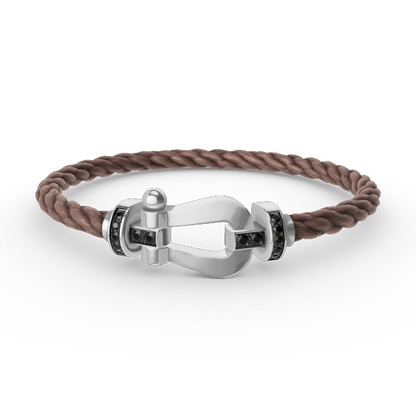 Miro FORCE LARGE HORSESHOE BLACK DIAMOND BRACELET SILVER
