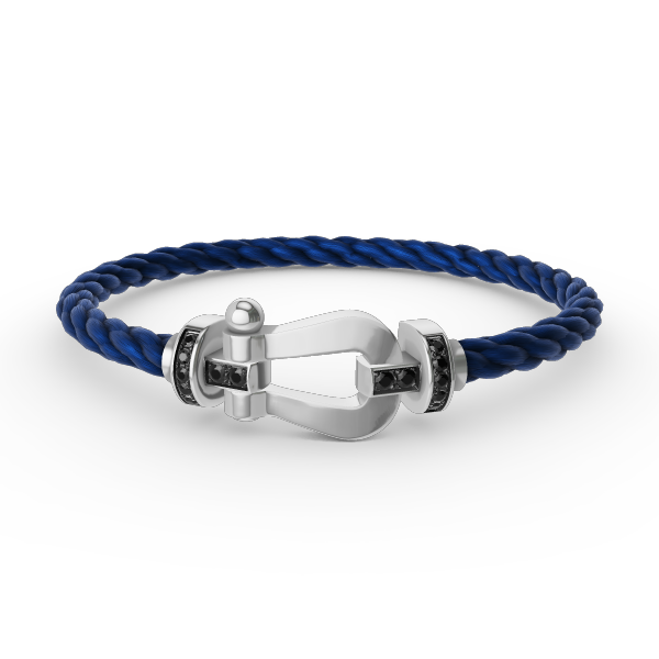 Miro FORCE LARGE HORSESHOE BLACK DIAMOND BRACELET SILVER