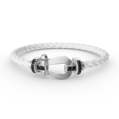 Miro FORCE LARGE HORSESHOE BLACK DIAMOND BRACELET SILVER