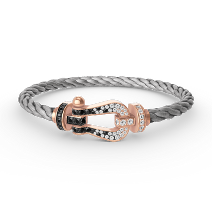 Miro FORCE LARGE HORSESHOE BLACK WHITE DIAMOND BRACELET ROSE GOLD