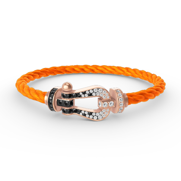 Miro FORCE LARGE HORSESHOE BLACK WHITE DIAMOND BRACELET ROSE GOLD