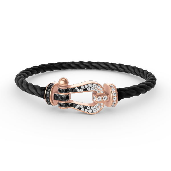 Miro FORCE LARGE HORSESHOE BLACK WHITE DIAMOND BRACELET ROSE GOLD