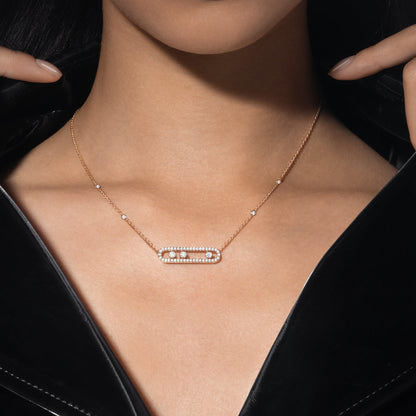 [Miro ] Move Pave_ Rose Gold Diamond Necklace