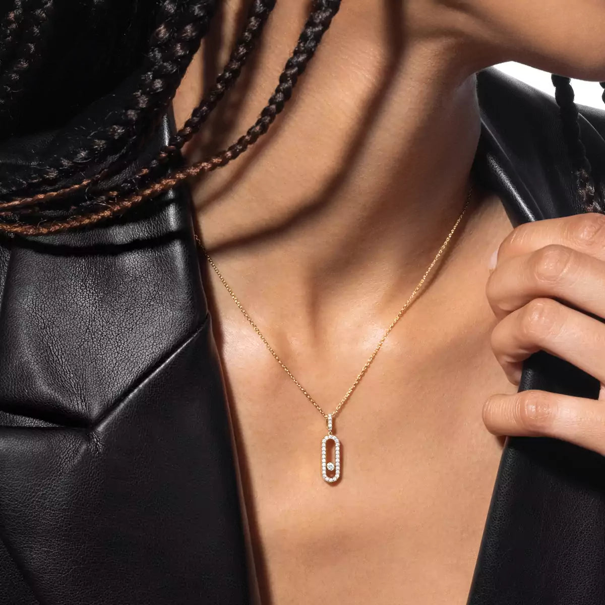 [Miro ]Move Uno Diamond Necklace in Rose Gold