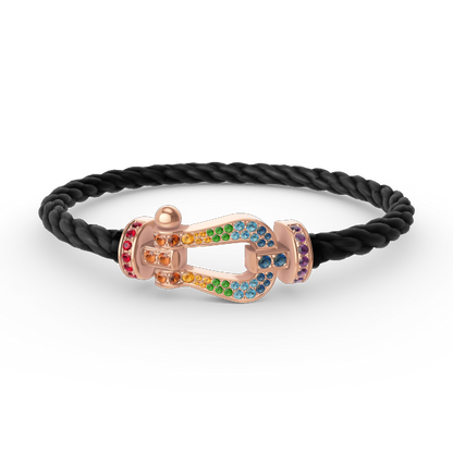 Miro FORCE LARGE HORSESHOE  COLORED DIAMOND BRACELET ROSE GOLD