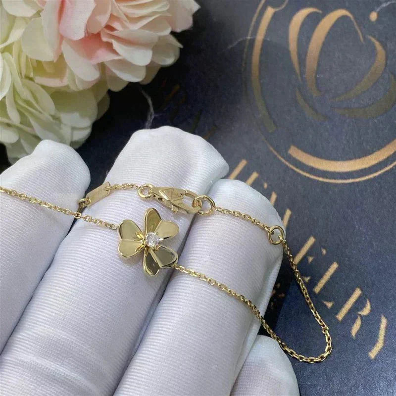 Miro FRIVOLE GOLD FLOWER PINK MALACHITE BRACELET