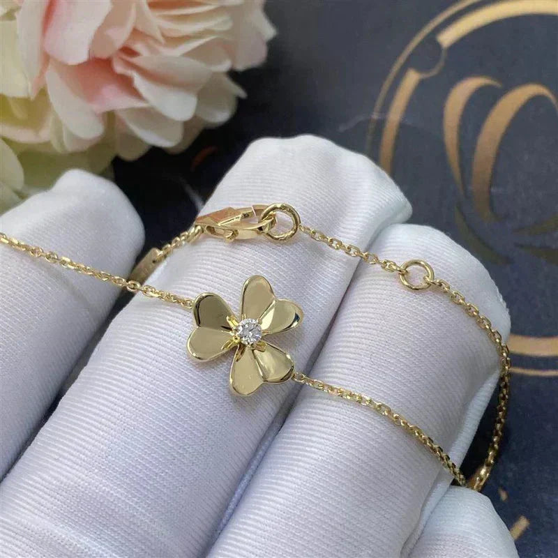 Miro FRIVOLE GOLD FLOWER PINK MALACHITE BRACELET