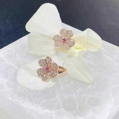 Miro FRIVOLE PINK GOLD FLOWER DIAMOND EARRINGS