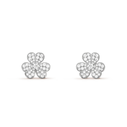 Miro FRIVOLE SILVER FLOWER DIAMOND EARRINGS