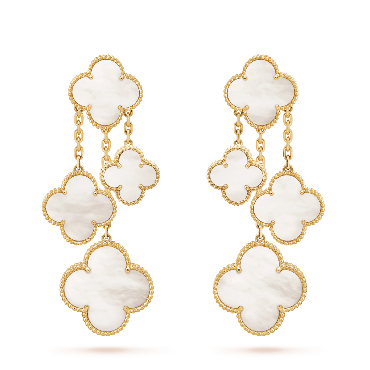 Miro CLOVER EARRINGS WHITE MOP 4 MOTIFS GOLD