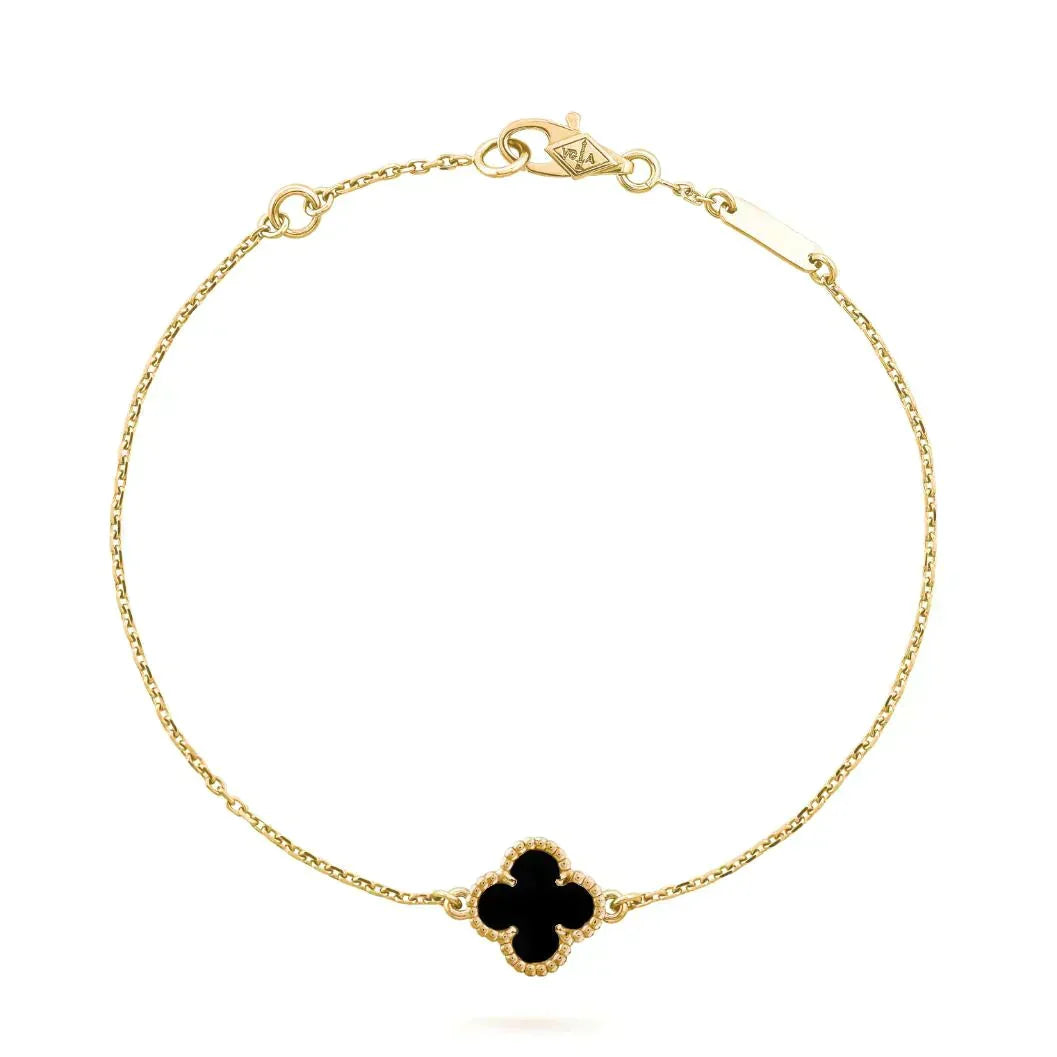 Miro CLOVER ONYX SINGLE FLOWER BRACELET