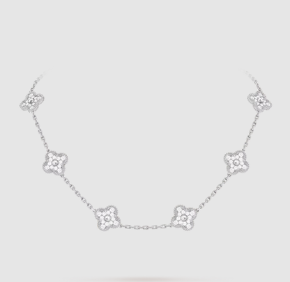 [Miro ]CLOVER 10 MOTIFS FULL DIAMOND NECKLACE