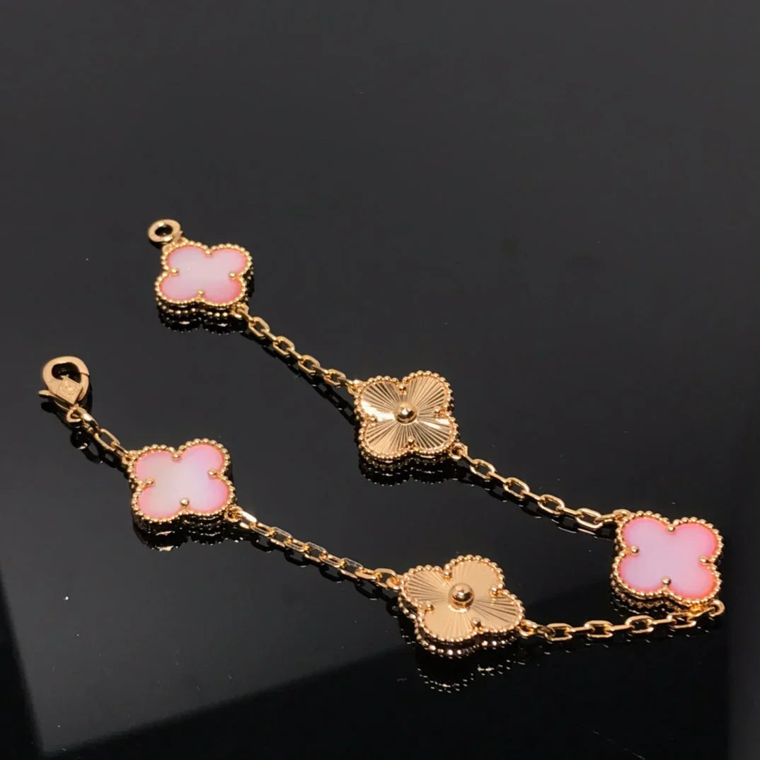 [Miro ]新しい クローバー 5 モチーフ ピンクマザーオブパール ブレスレットコレクション