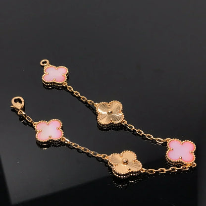 [Miro ]新しい クローバー 5 モチーフ ピンクマザーオブパール ブレスレットコレクション