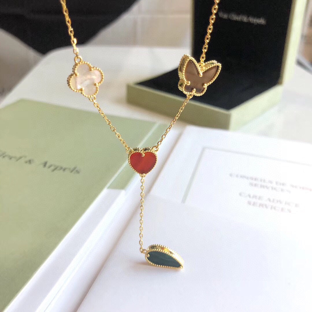 Miro LUCKY SPRING 4 MOTIFS ROSE GOLD NECKLACE
