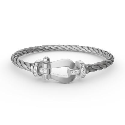 Miro FORCE LARGE HORSESHOE HALF DIAMOND BRACELET SILVER