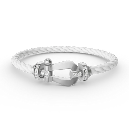 Miro FORCE LARGE HORSESHOE HALF DIAMOND BRACELET SILVER